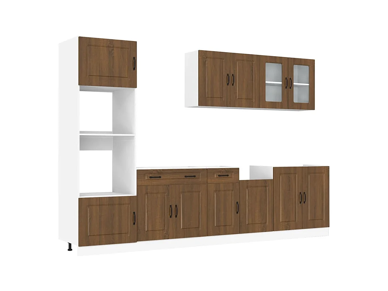 7-delige Keukenkastenset Kalmar bewerkt hout bruin eikenkleur