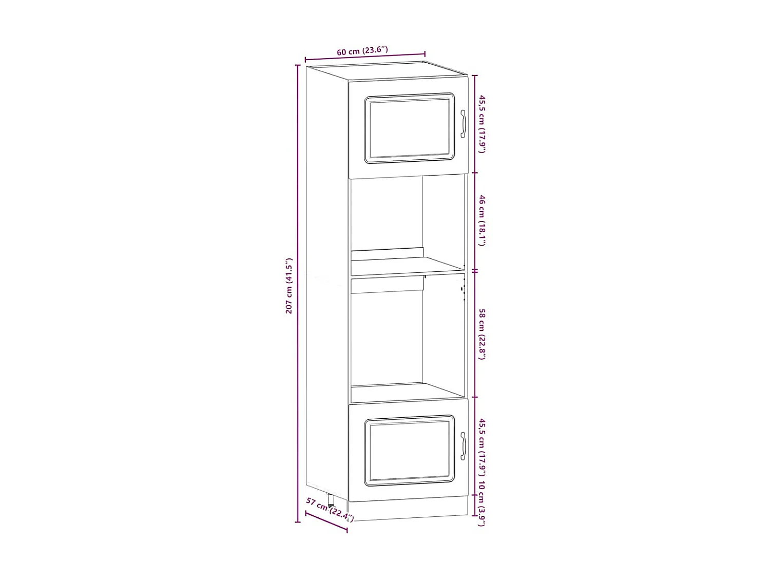 Ensemble de 7 meubles de cuisine en bois d'ingénierie "Kalmar" en chêne brun