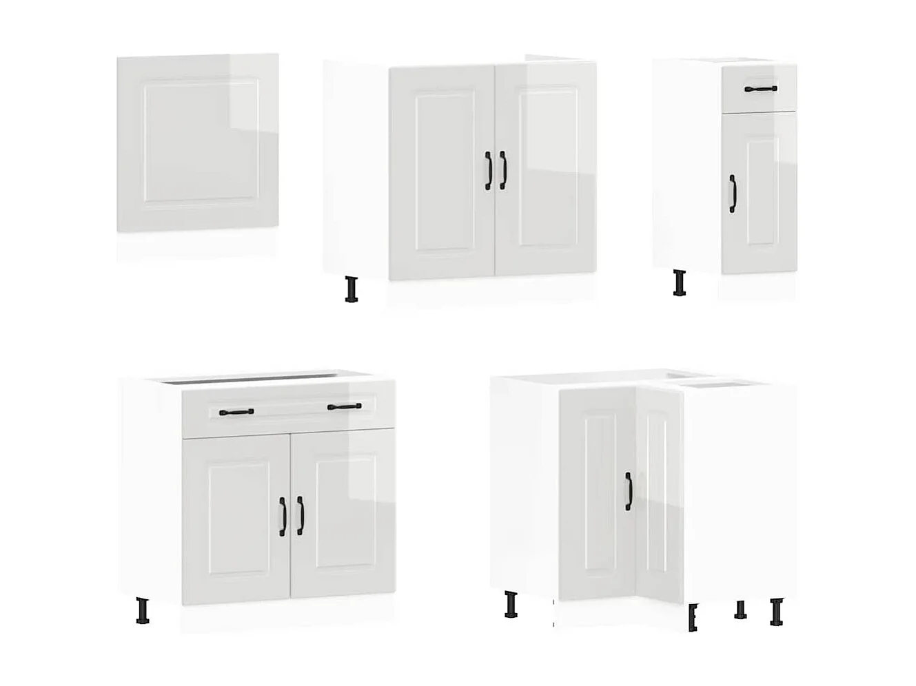 11 peças armário de cozinha conjunto Kalmar brilho branco