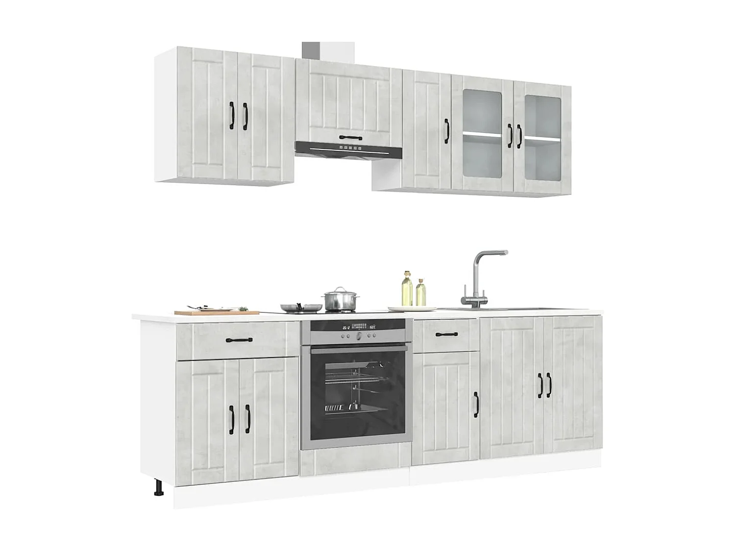 8 peças armário de cozinha conjunto Lucca cinzento cimento