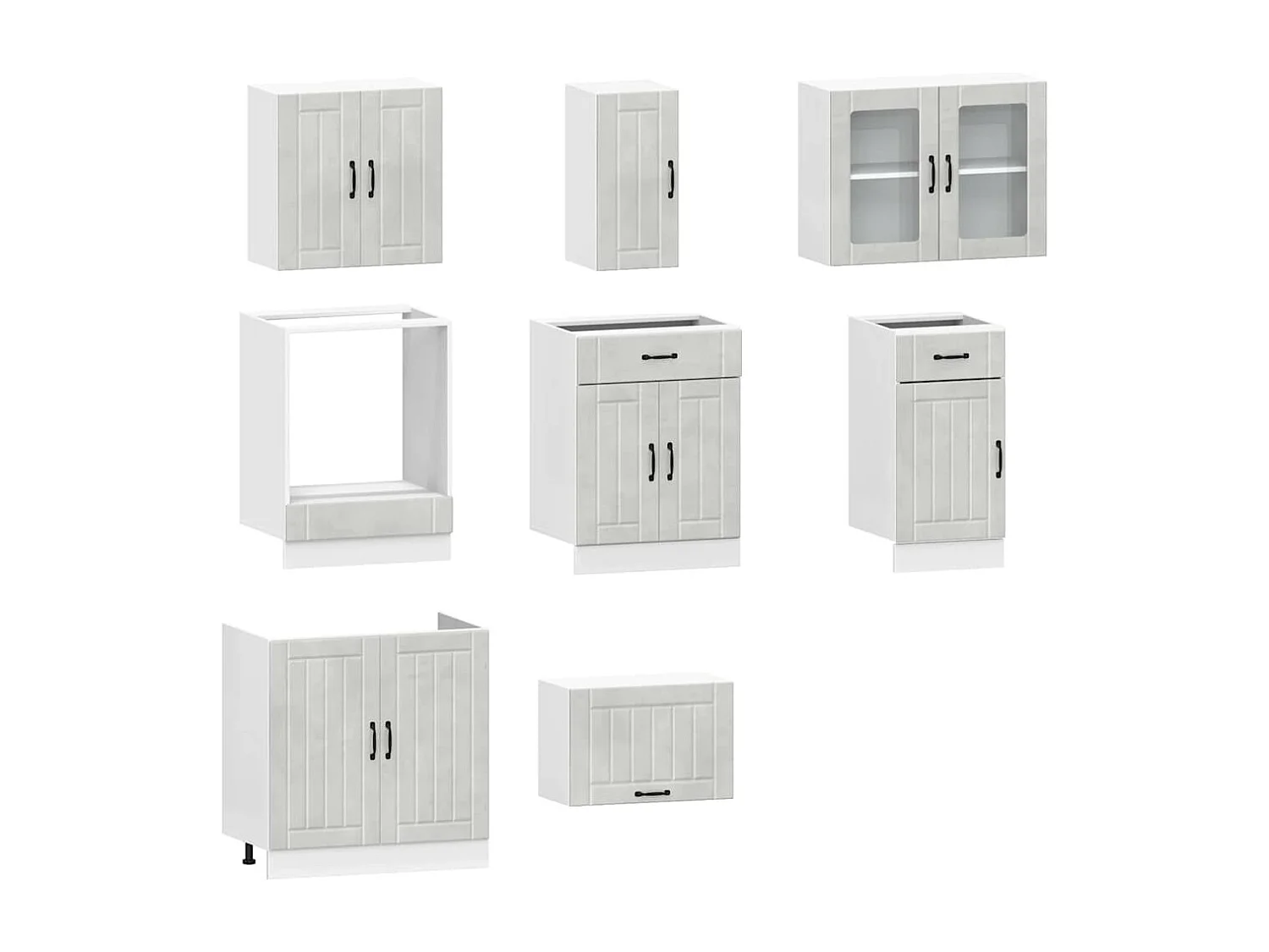 8 peças armário de cozinha conjunto Lucca cinzento cimento