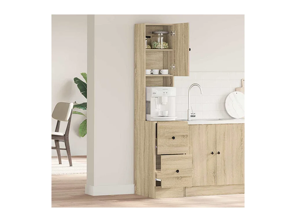 Keukenkast met lade Beige 35 x 50 x 180 cm Bewerkt hout