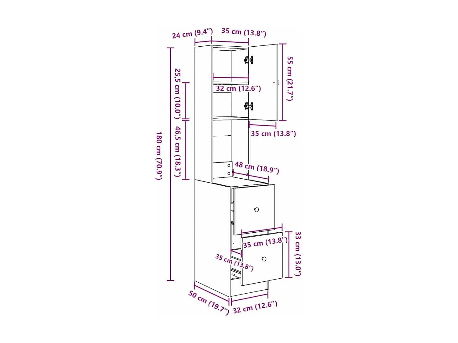 Armoire de cuisine Beige 35 x 50 x 180 cm Bois d'ingénierie
