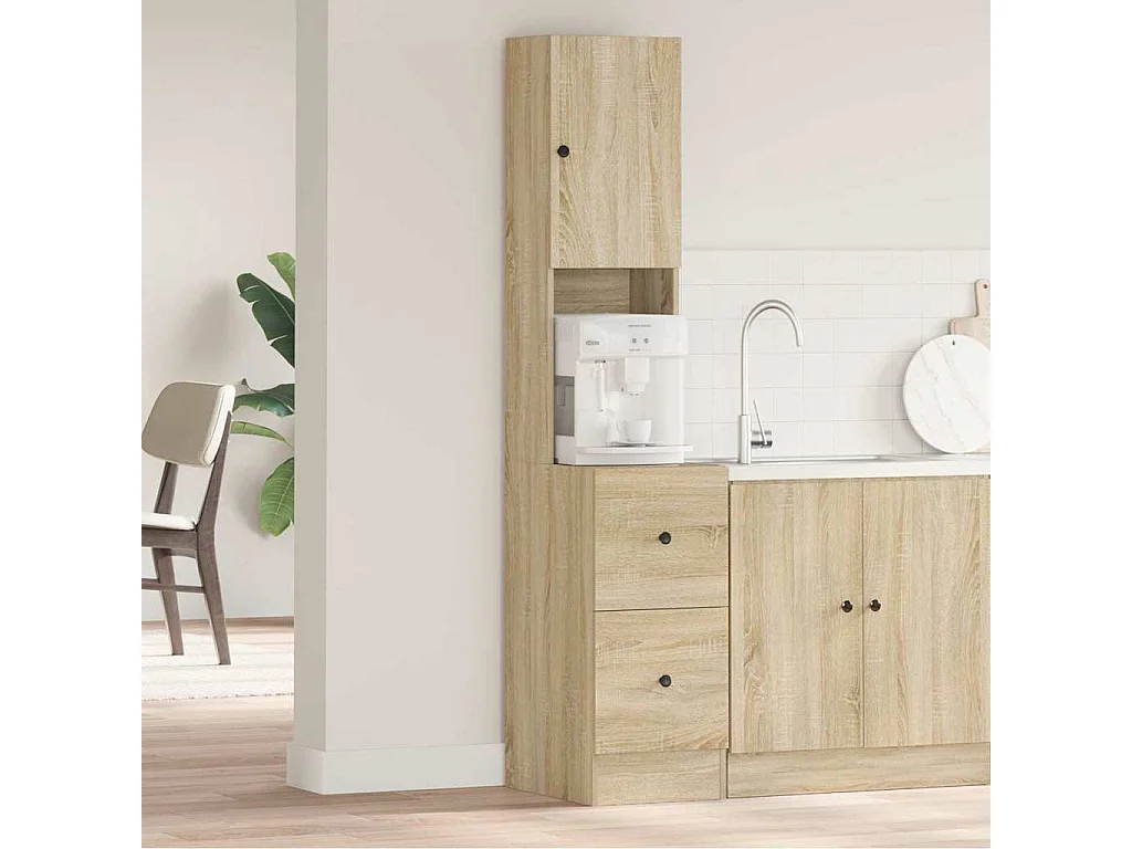Keukenkast met lade Beige 35 x 50 x 180 cm Bewerkt hout