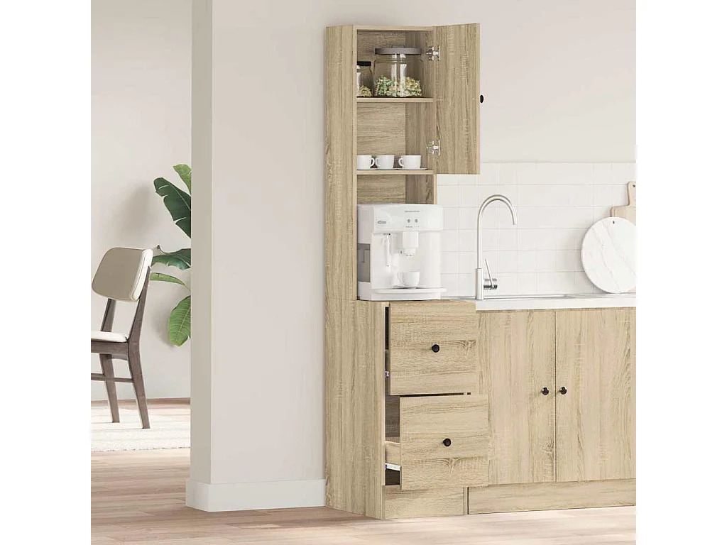 Keukenkast met lade Beige 35 x 50 x 180 cm Bewerkt hout