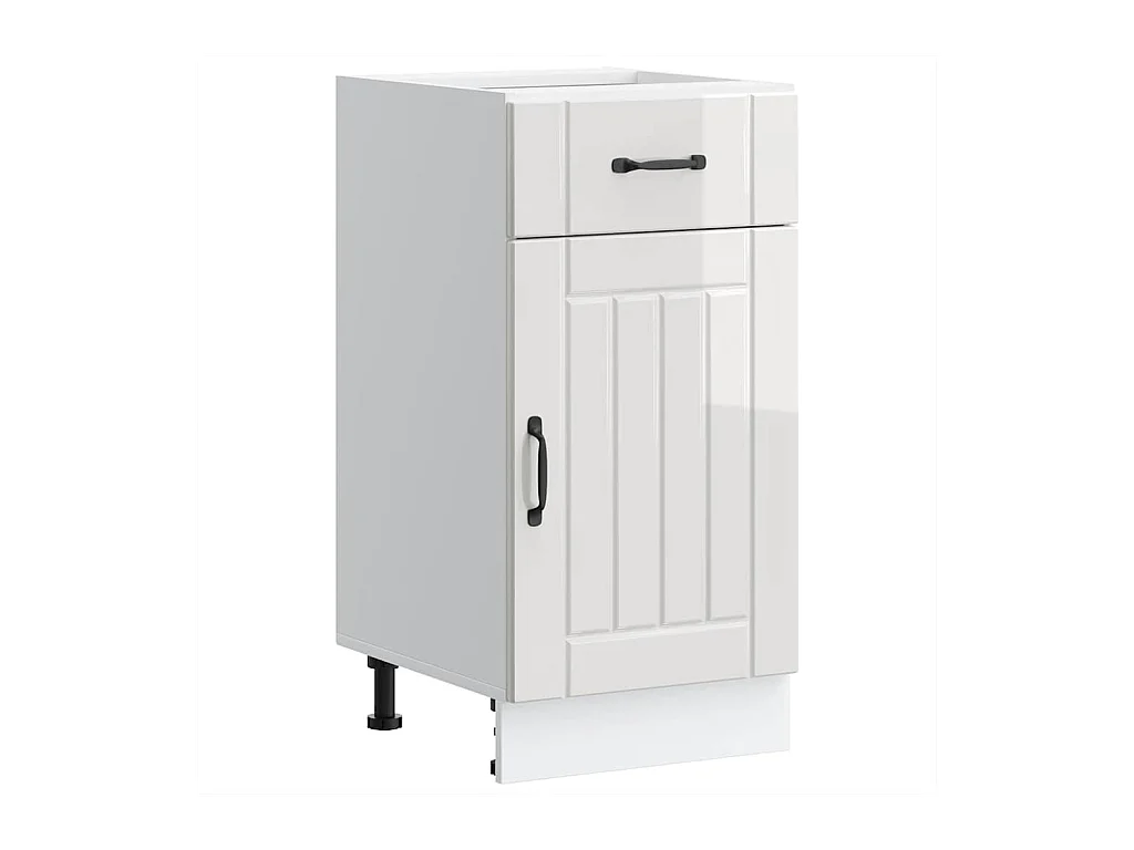 Armoire de cuisine Lucca blanc brillant bois ingénierie