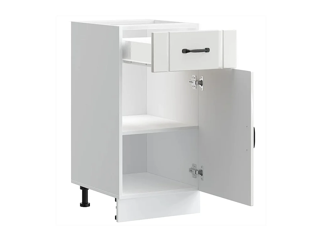 Armoire de cuisine Lucca blanc brillant bois ingénierie