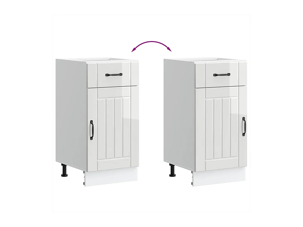 Armoire de cuisine Lucca blanc brillant bois ingénierie