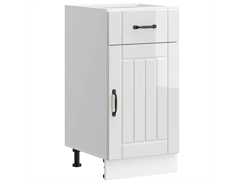 Armoire de cuisine Lucca blanc brillant bois ingénierie