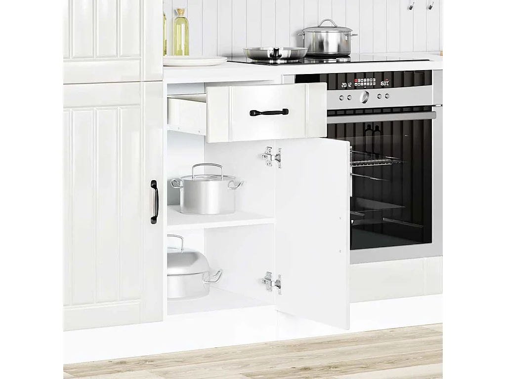 Armoire de cuisine Lucca blanc brillant bois ingénierie