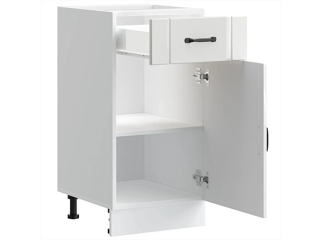 Armoire de cuisine Lucca blanc brillant bois ingénierie