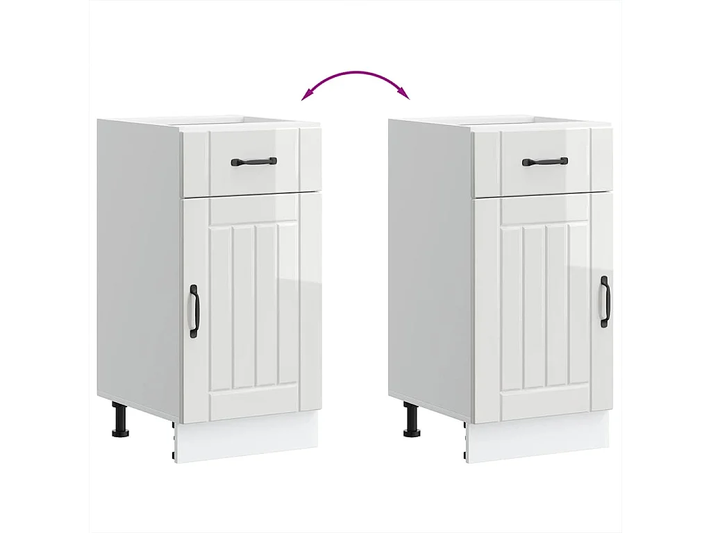 Armoire de cuisine Lucca blanc brillant bois ingénierie