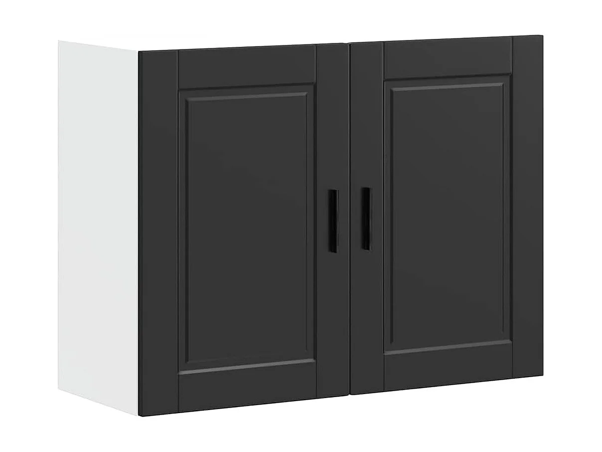 Armoire murale de cuisine Porto noir bois d'ingénierie