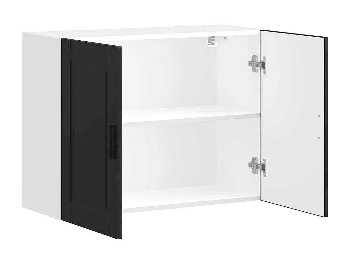 Armoire murale de cuisine Porto noir bois d'ingénierie