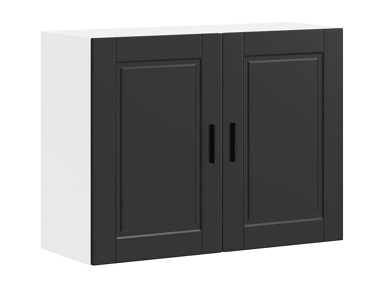 Armoire murale de cuisine Porto noir bois d'ingénierie