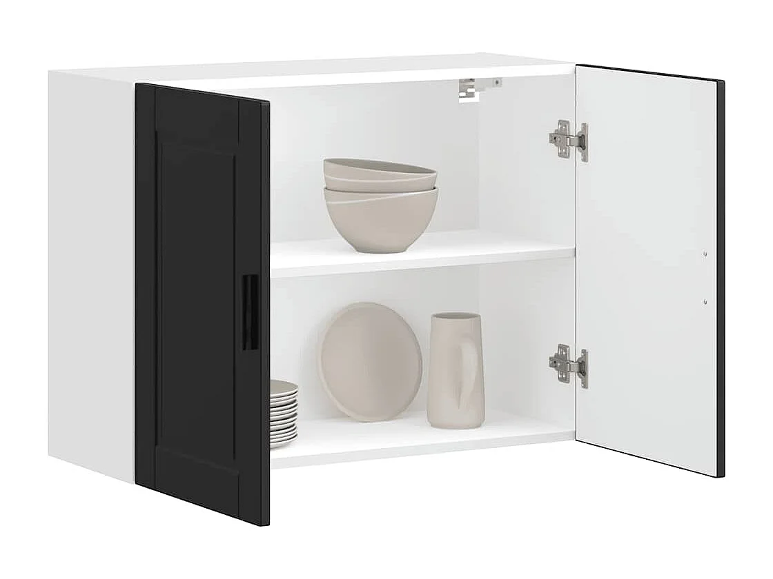 Armoire murale de cuisine Porto noir bois d'ingénierie