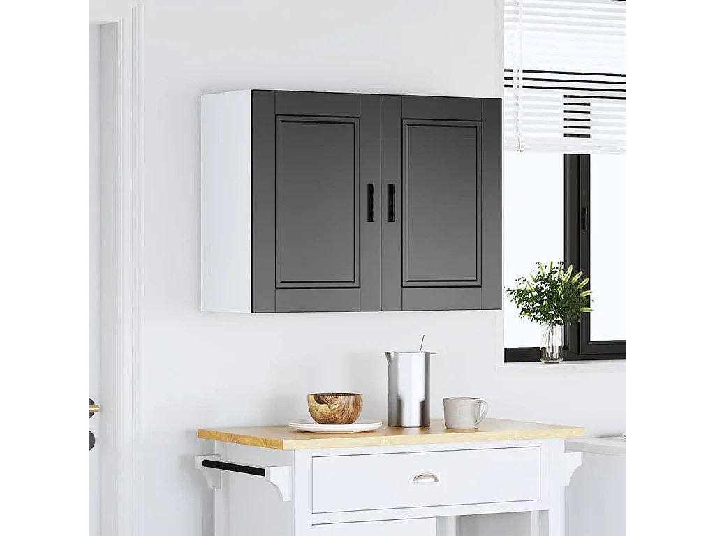 Armoire murale de cuisine Porto noir bois d'ingénierie