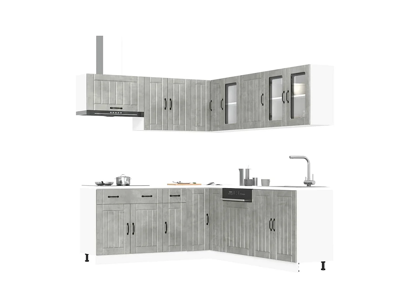 Set Mobili da Cucina 11 pz Lucca Grigio Cemento in Truciolato
