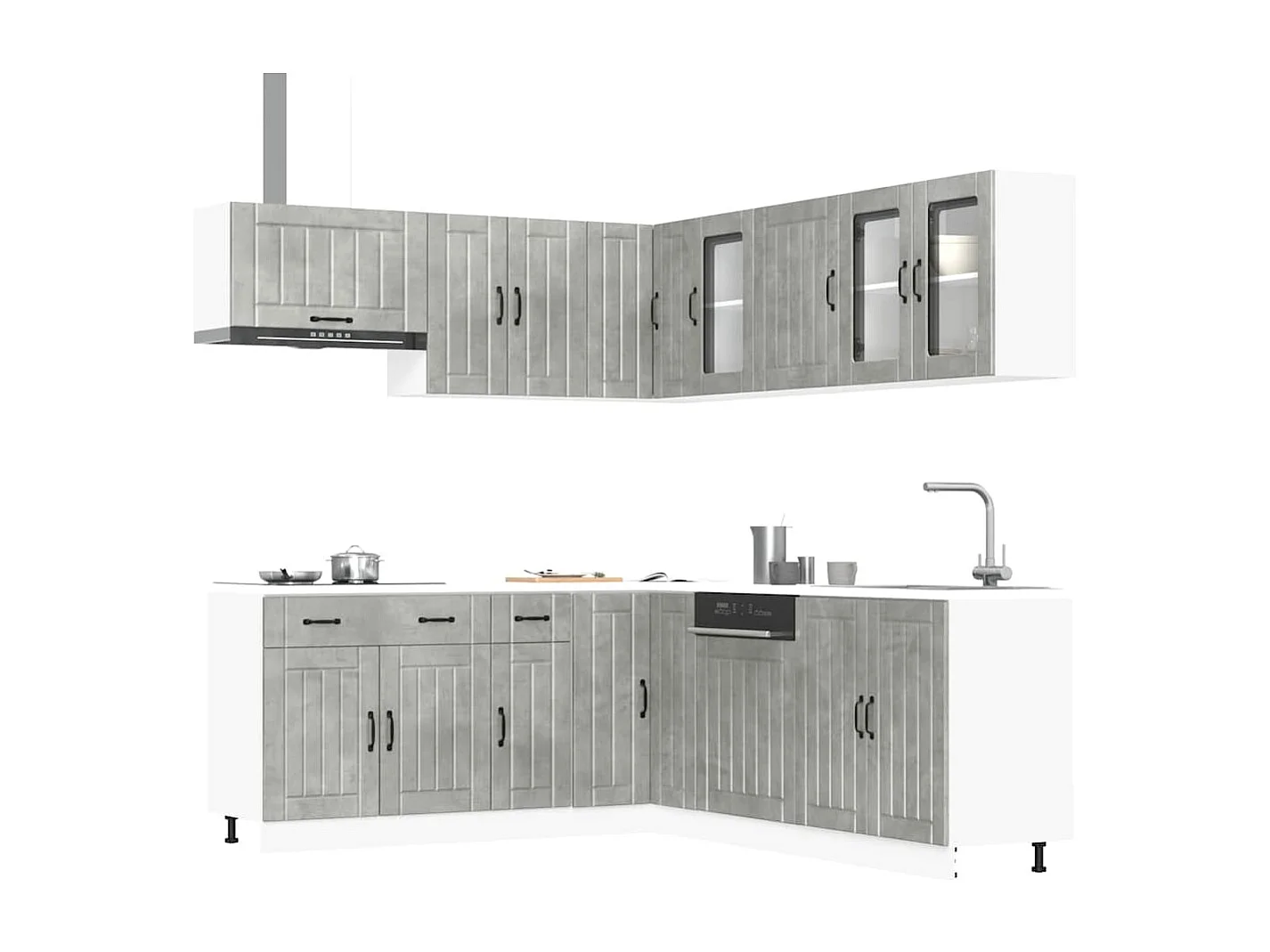 Set Mobili da Cucina 11 pz Lucca Grigio Cemento in Truciolato