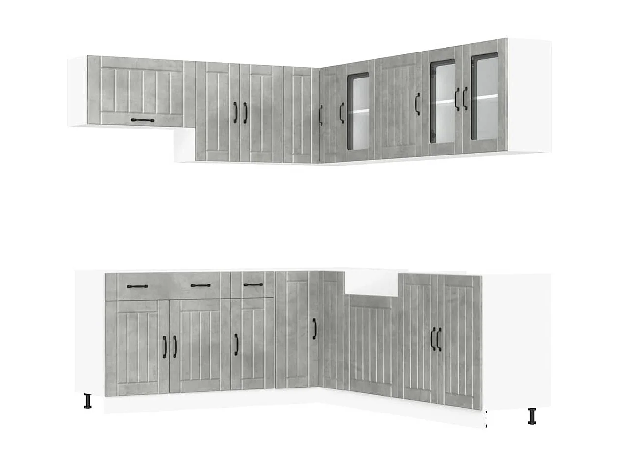 Set Mobili da Cucina 11 pz Lucca Grigio Cemento in Truciolato