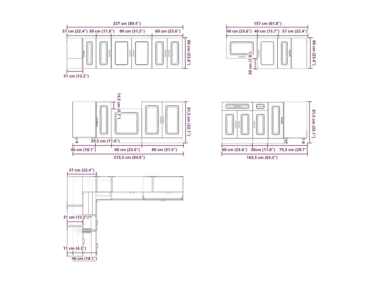 Set Mobili da Cucina 11 pz Lucca Grigio Cemento in Truciolato