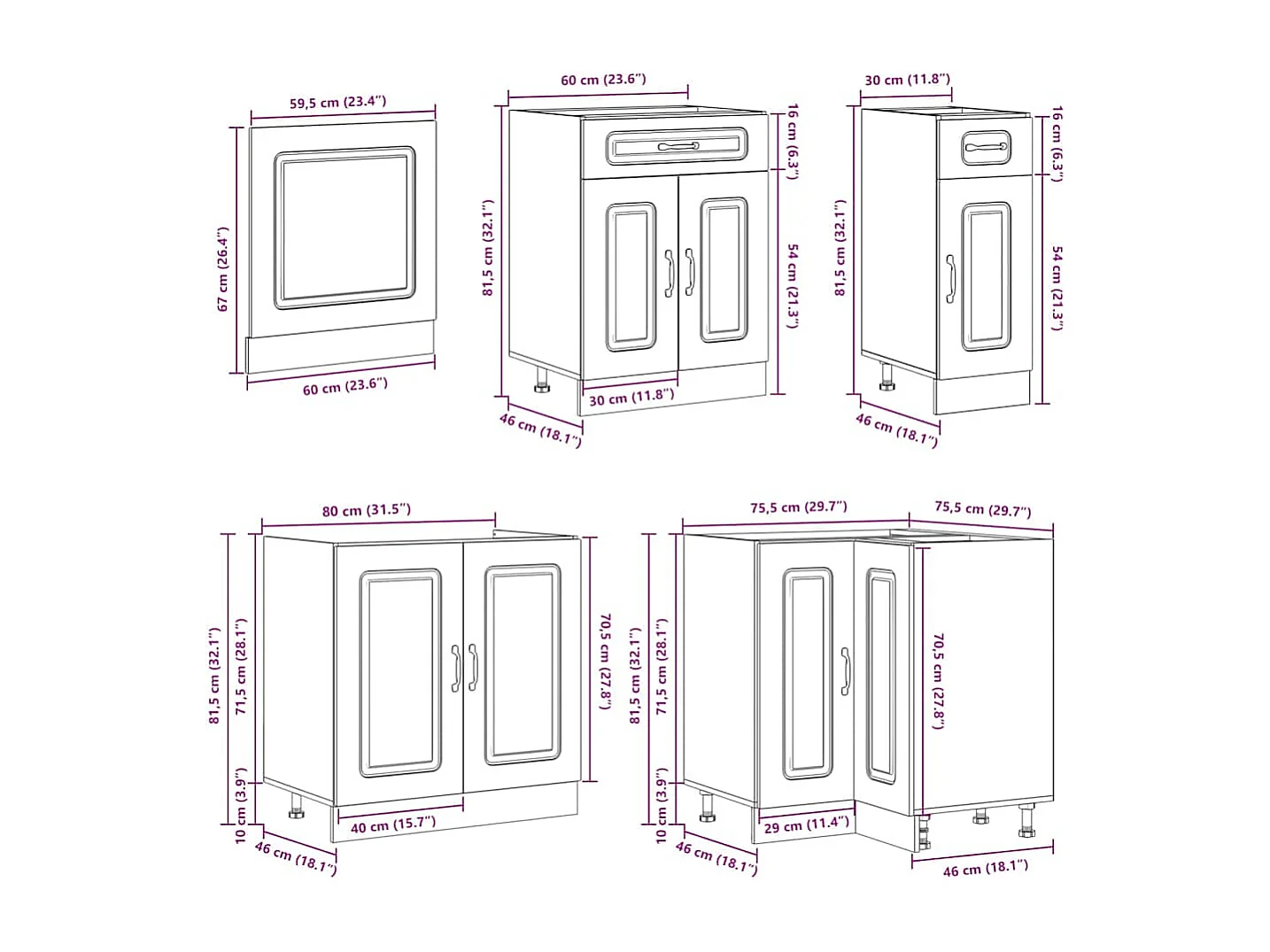 Set Mobili da Cucina 11 pz Lucca Grigio Cemento in Truciolato