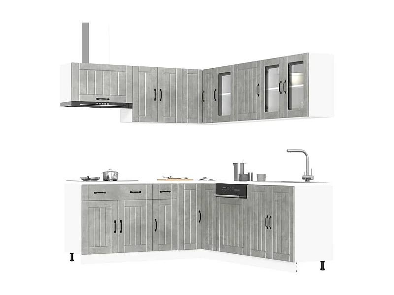 Set Mobili da Cucina 11 pz Lucca Grigio Cemento in Truciolato