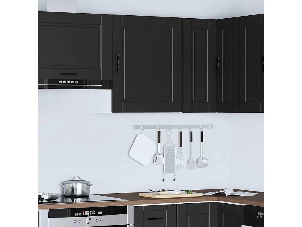 Armoire murale de cuisine Porto noir bois d'ingénierie