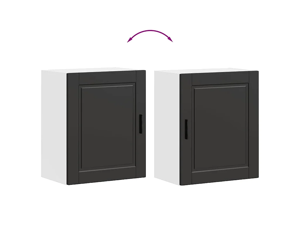 Armoire murale de cuisine Porto noir bois d'ingénierie