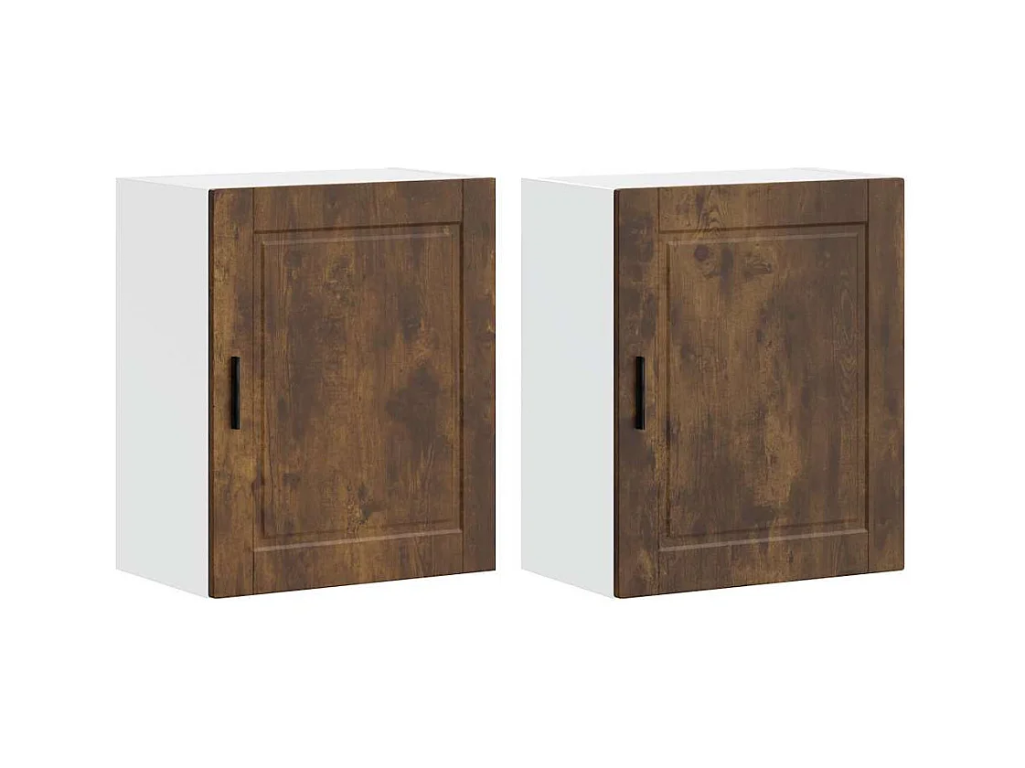 Pensili da Cucina 2 pz Porto Rovere Fumo in Legno Multistrato