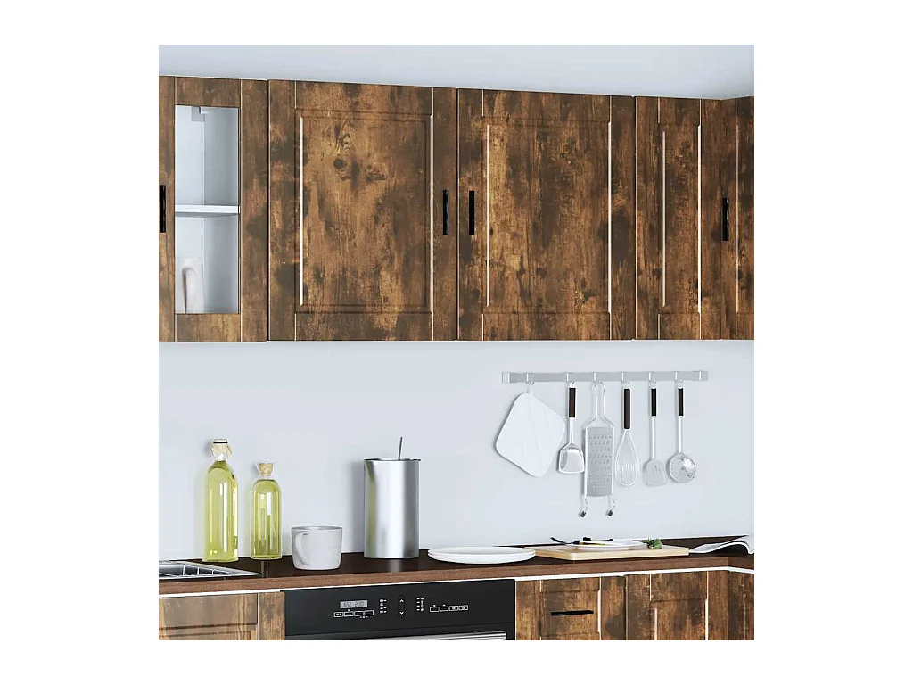 Pensili da Cucina 2 pz Porto Rovere Fumo in Legno Multistrato