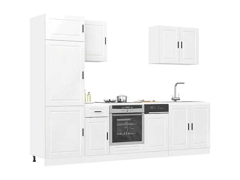 7 peças armário de cozinha conjunto Kalmar branco brilhante