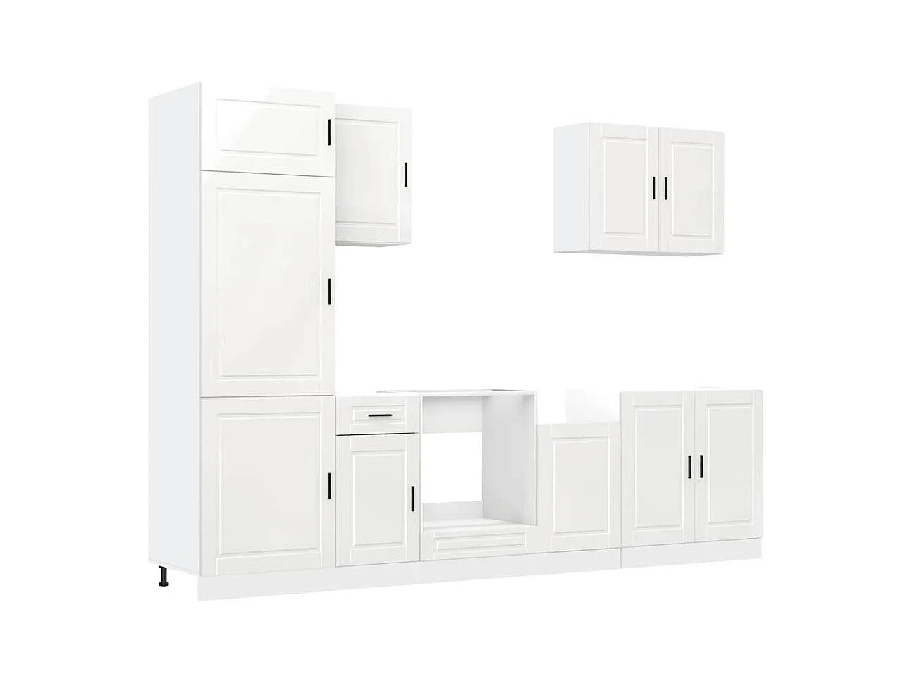 7 peças armário de cozinha conjunto Kalmar branco brilhante