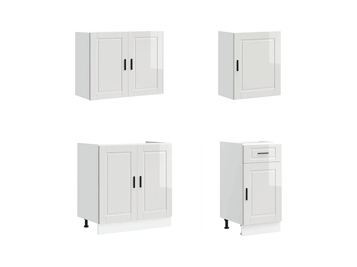 7 peças armário de cozinha conjunto Kalmar branco brilhante