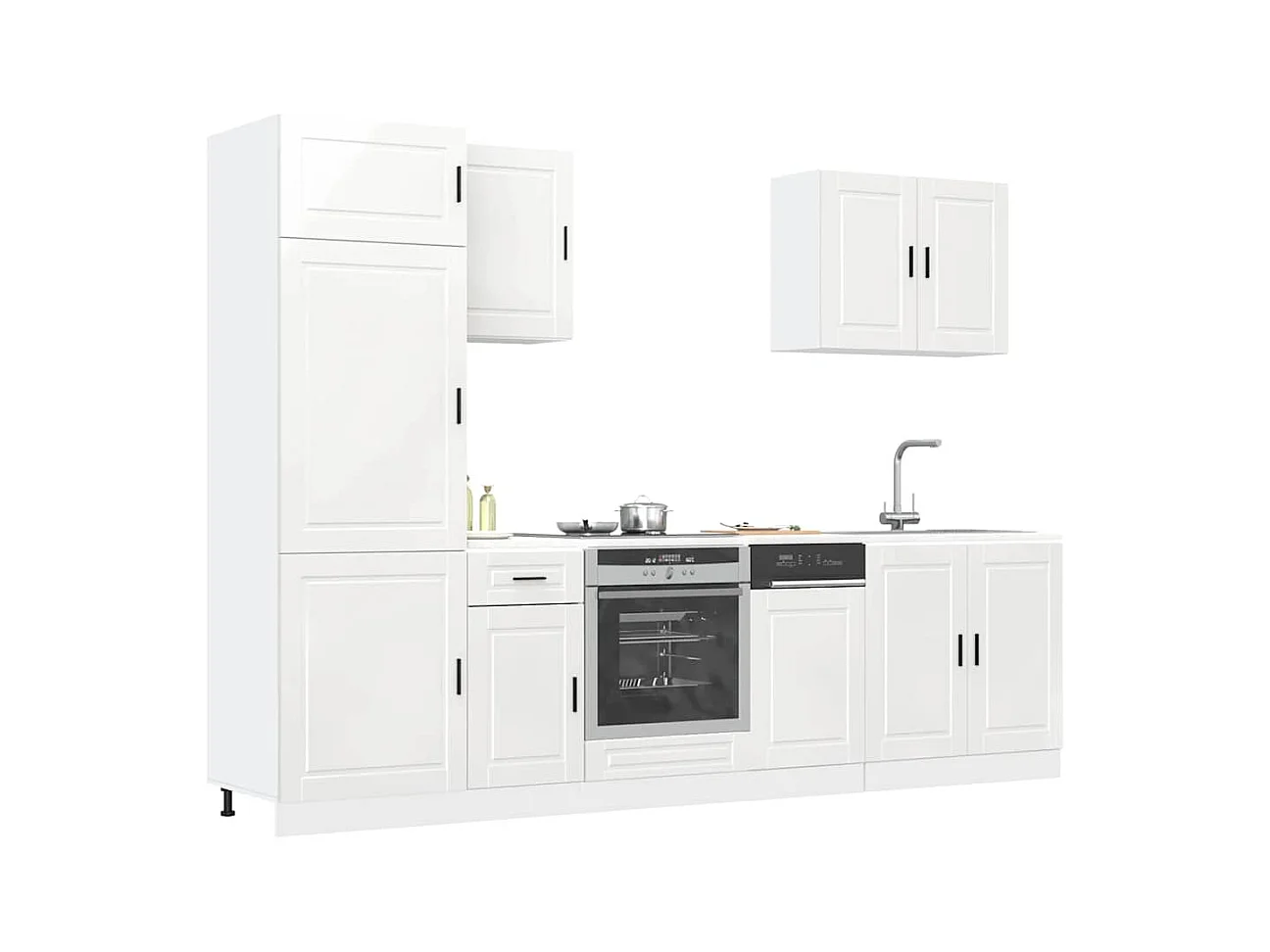 7-tlg. Küchenschrank-Set Porto Hochglanz-Weiß Holzwerkstoff
