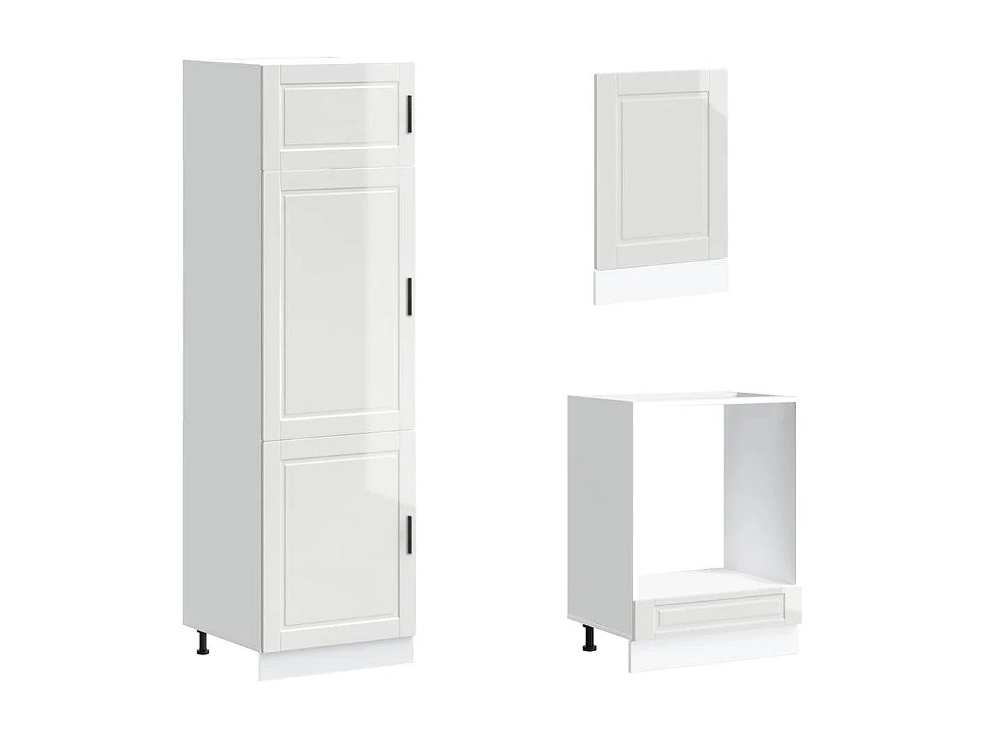 Ensemble de 7 meubles de cuisine "Porto" en bois d'ingénierie blanc brillant