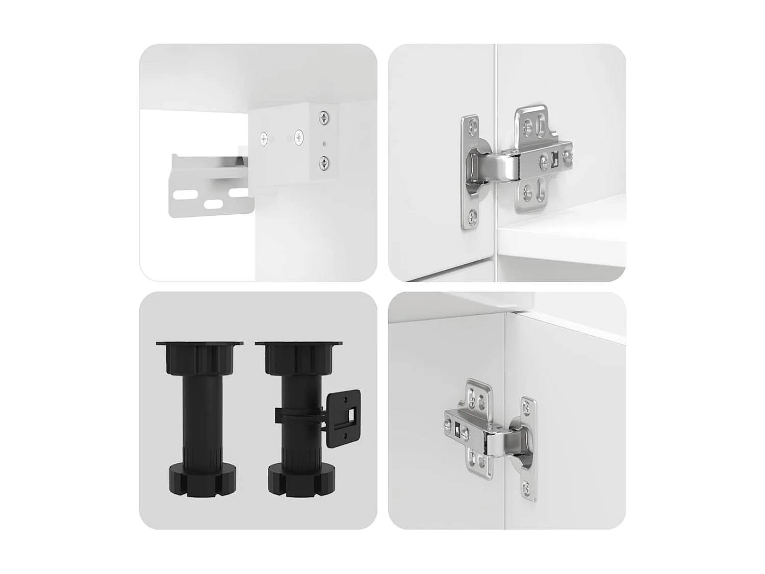 Ensemble de 7 meubles de cuisine "Porto" en bois d'ingénierie blanc brillant