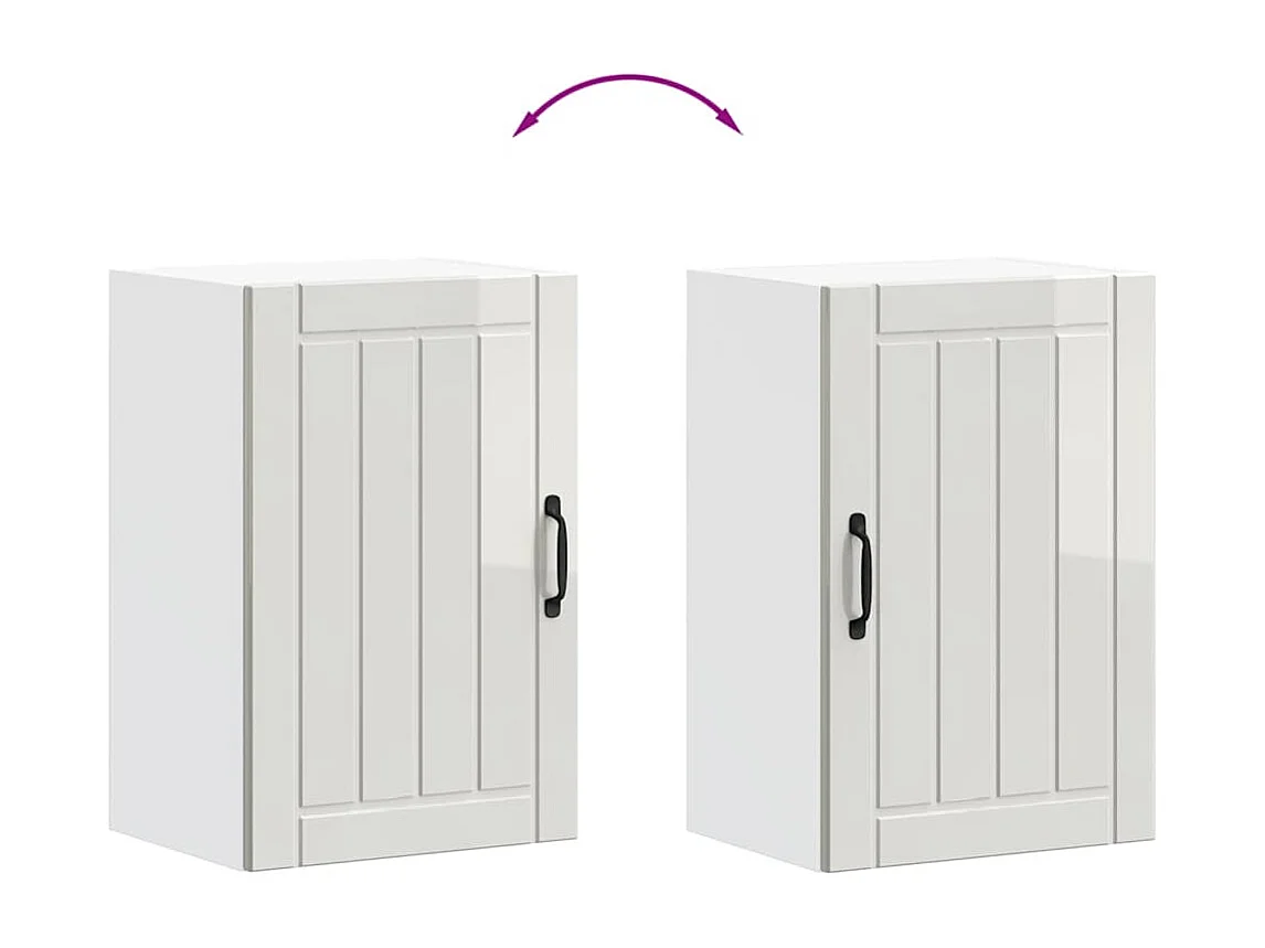 Armoire murale de cuisine Lucca blanc brillant bois ingénierie