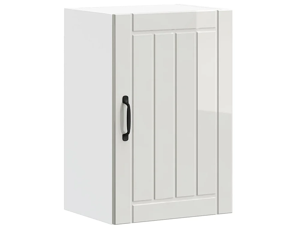 Armoire murale de cuisine Lucca blanc brillant bois ingénierie