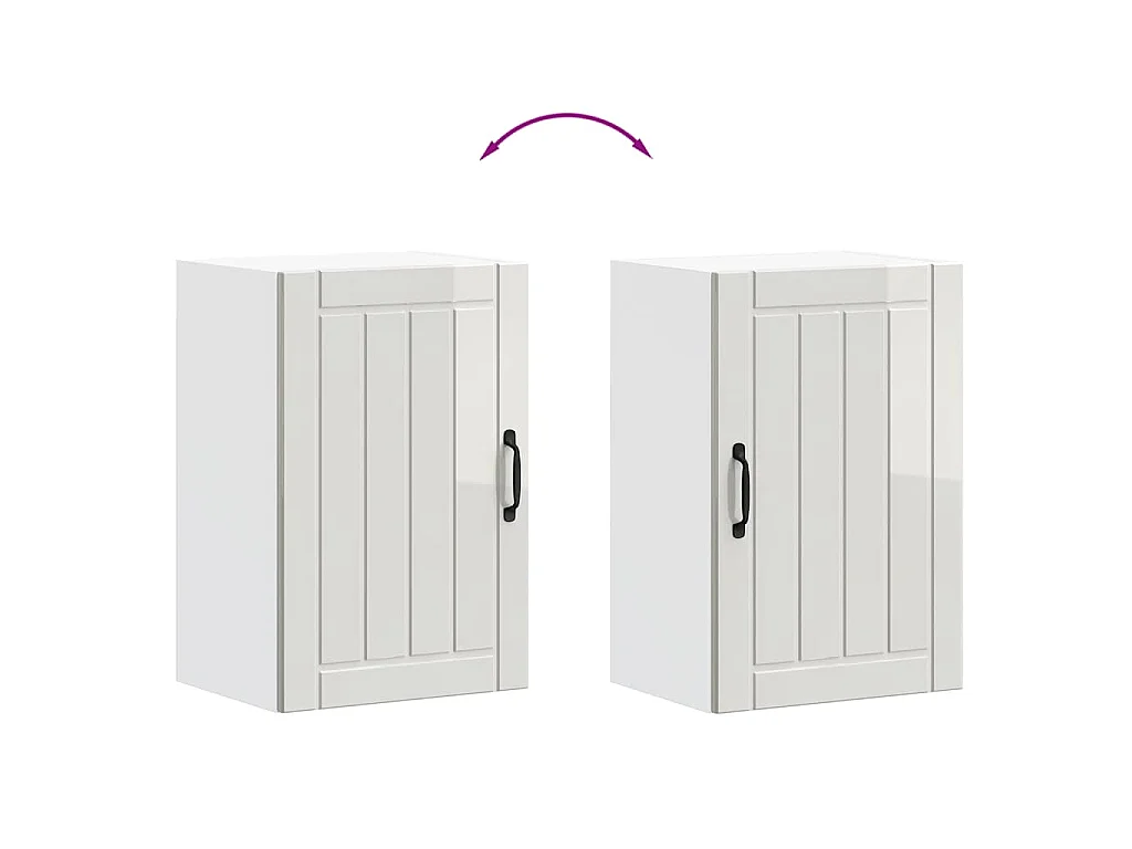 Armoire murale de cuisine Lucca blanc brillant bois ingénierie