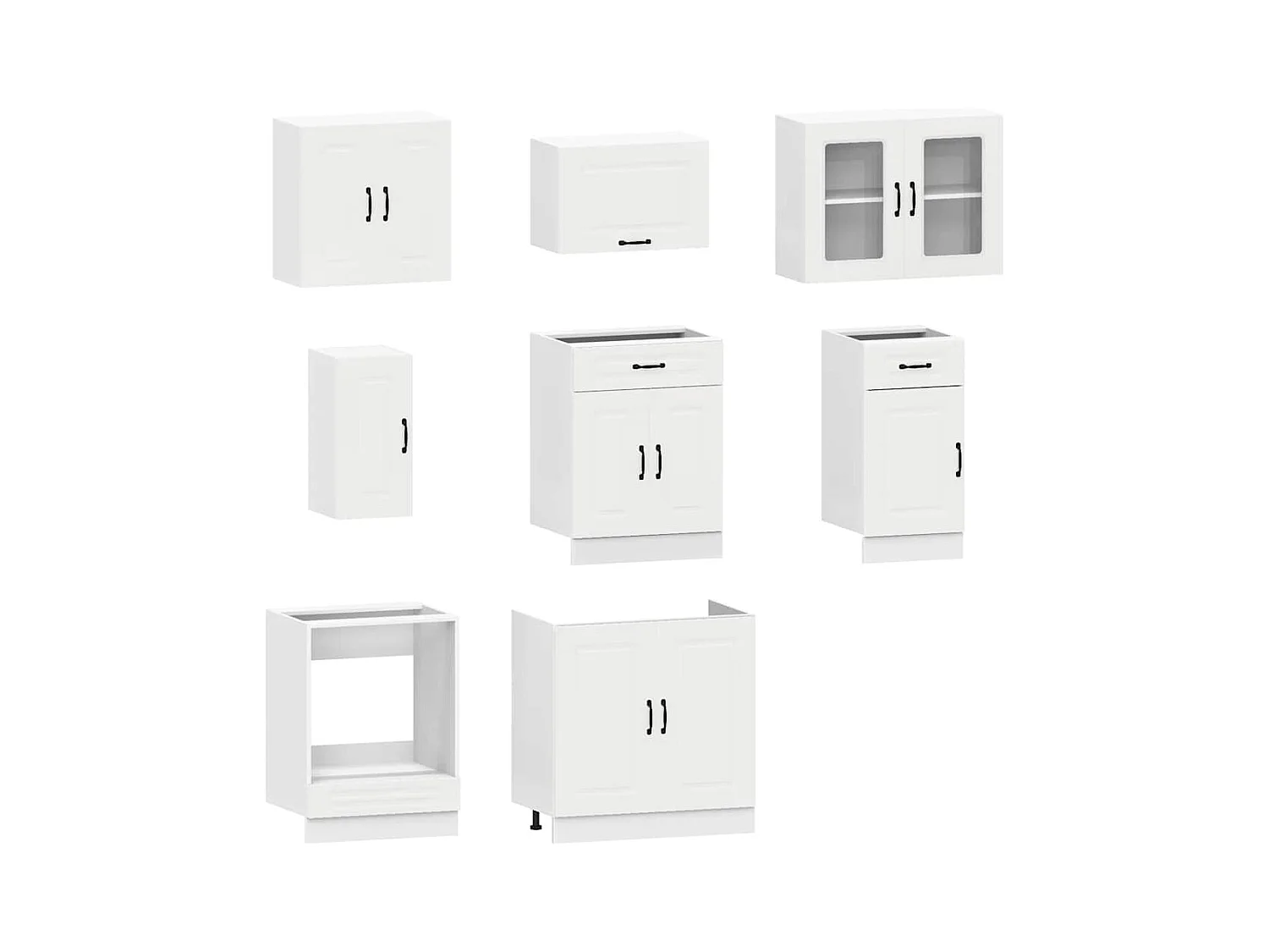 8-delige Keukenkastenset Kalmar bewerkt hout wit