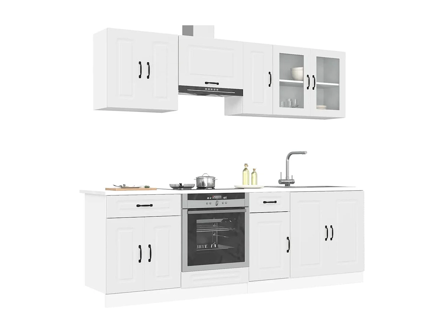 Ensemble d'armoires cuisine 8pcs Kalmar blanc bois d'ingénierie