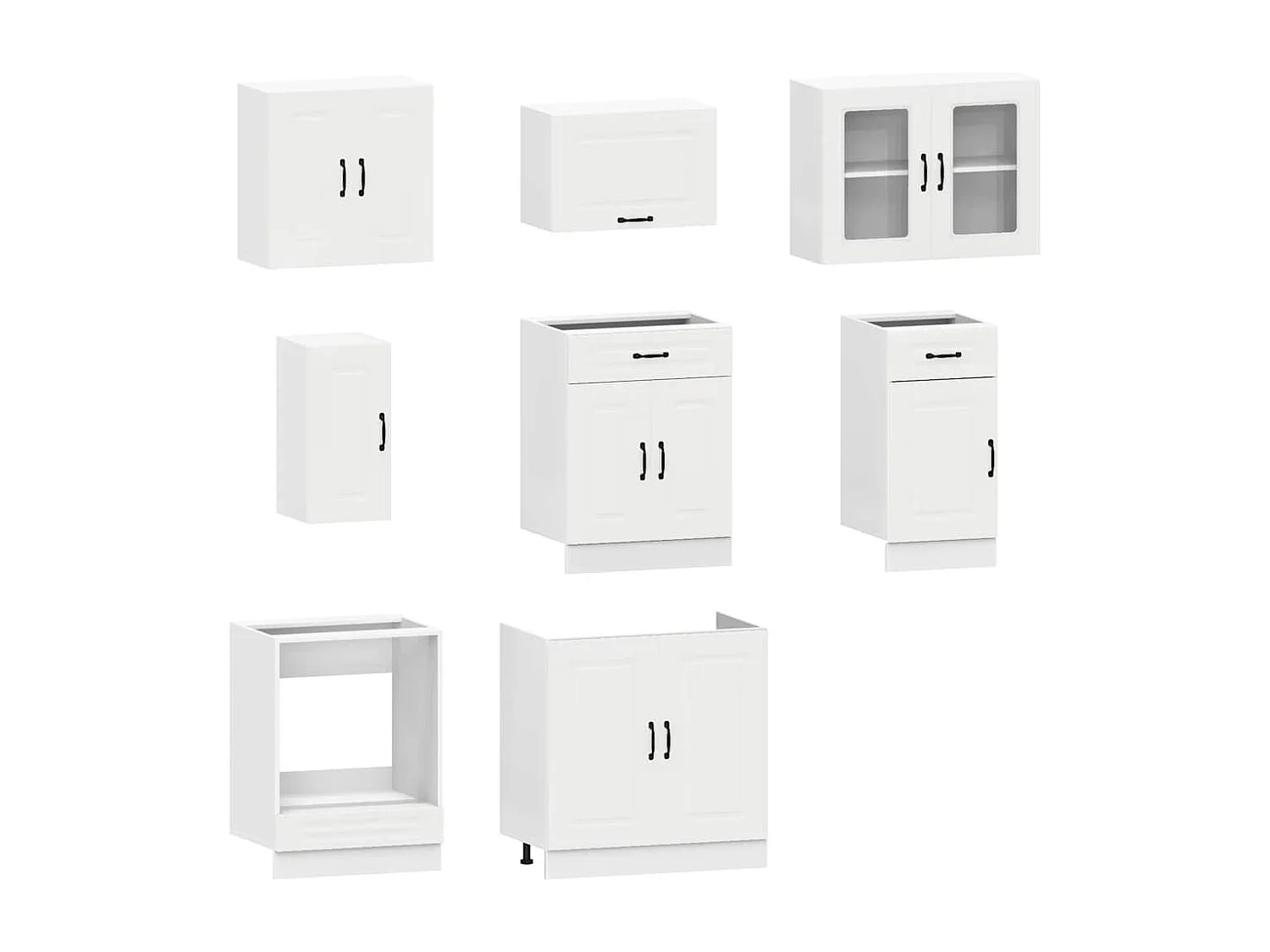 Ensemble d'armoires cuisine 8pcs Kalmar blanc bois d'ingénierie