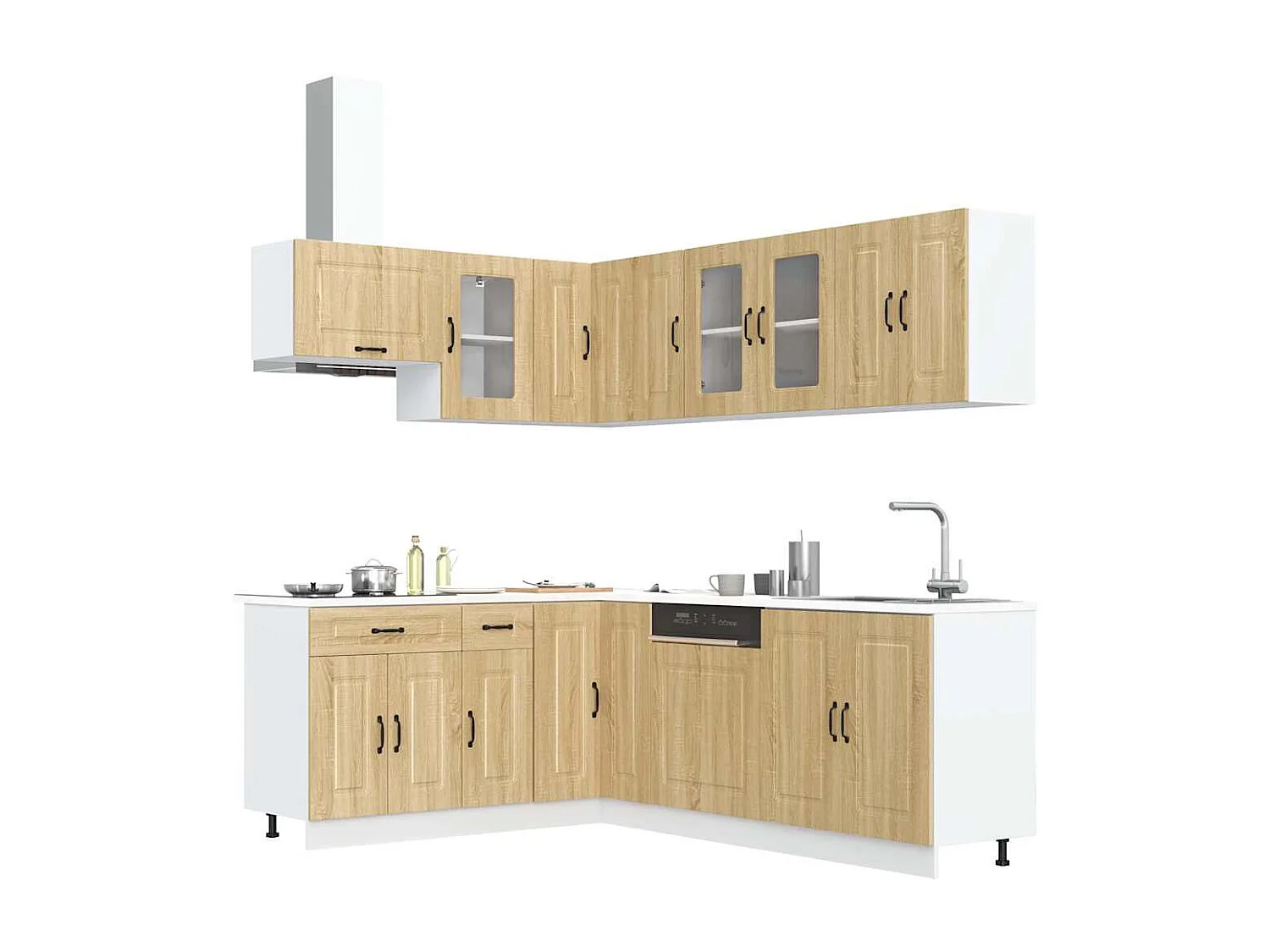 11-delige Keukenkastenset Kalmar bewerkt hout sonoma eikenkleur