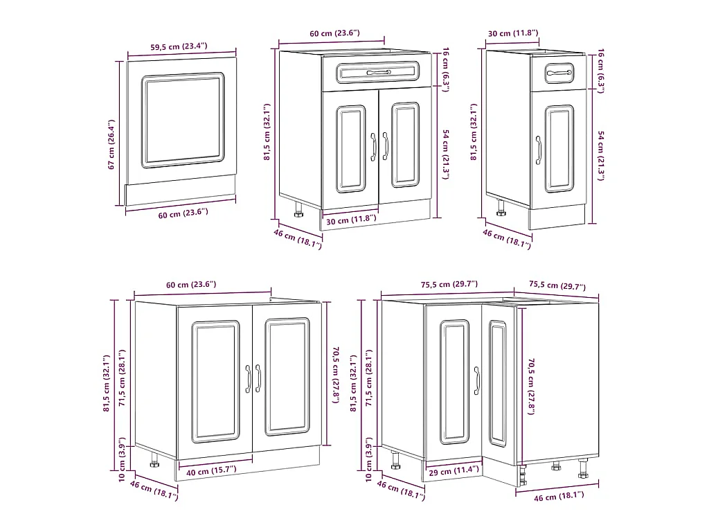 Set Mobili da Cucina 11 pz Kalmar Rovere Sonoma in Truciolato