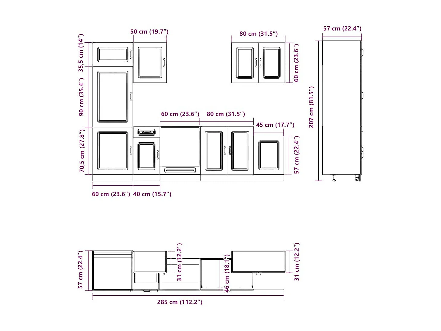 7-tlg. Küchenschrank-Set Kalmar Sonoma-Eiche Holzwerkstoff