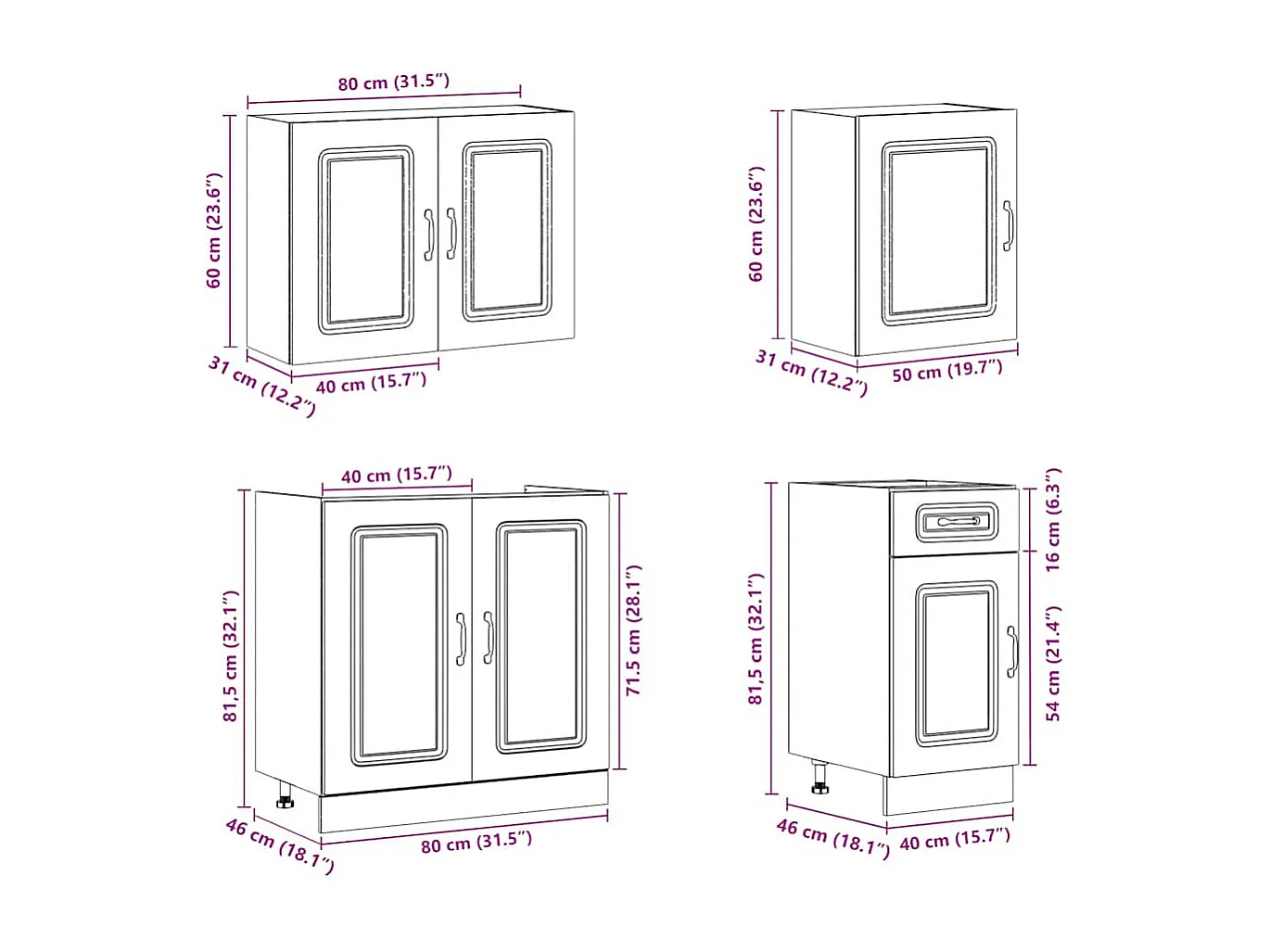 Ensemble d'armoires de cuisine 7 pcs Kalmar bois d'ingénierie