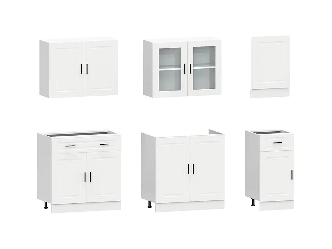 7-tlg. Küchenschrank-Set Porto Weiß Holzwerkstoff
