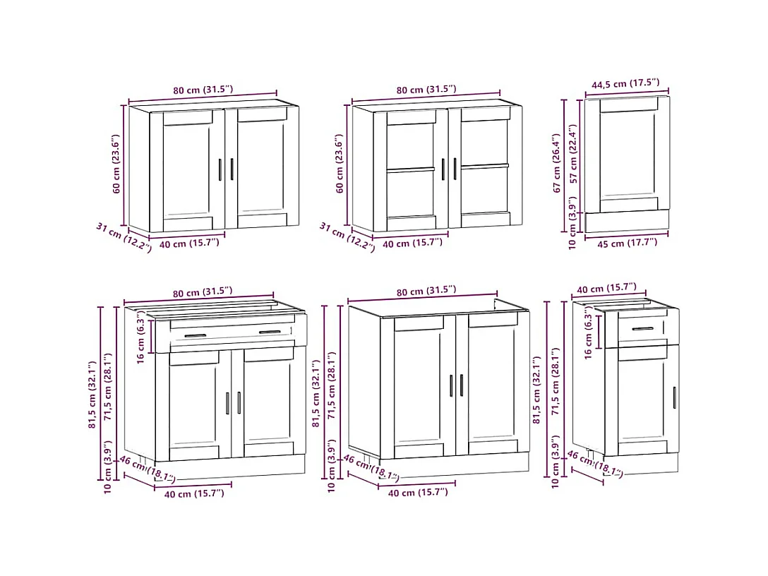 7-tlg. Küchenschrank-Set Porto Weiß Holzwerkstoff