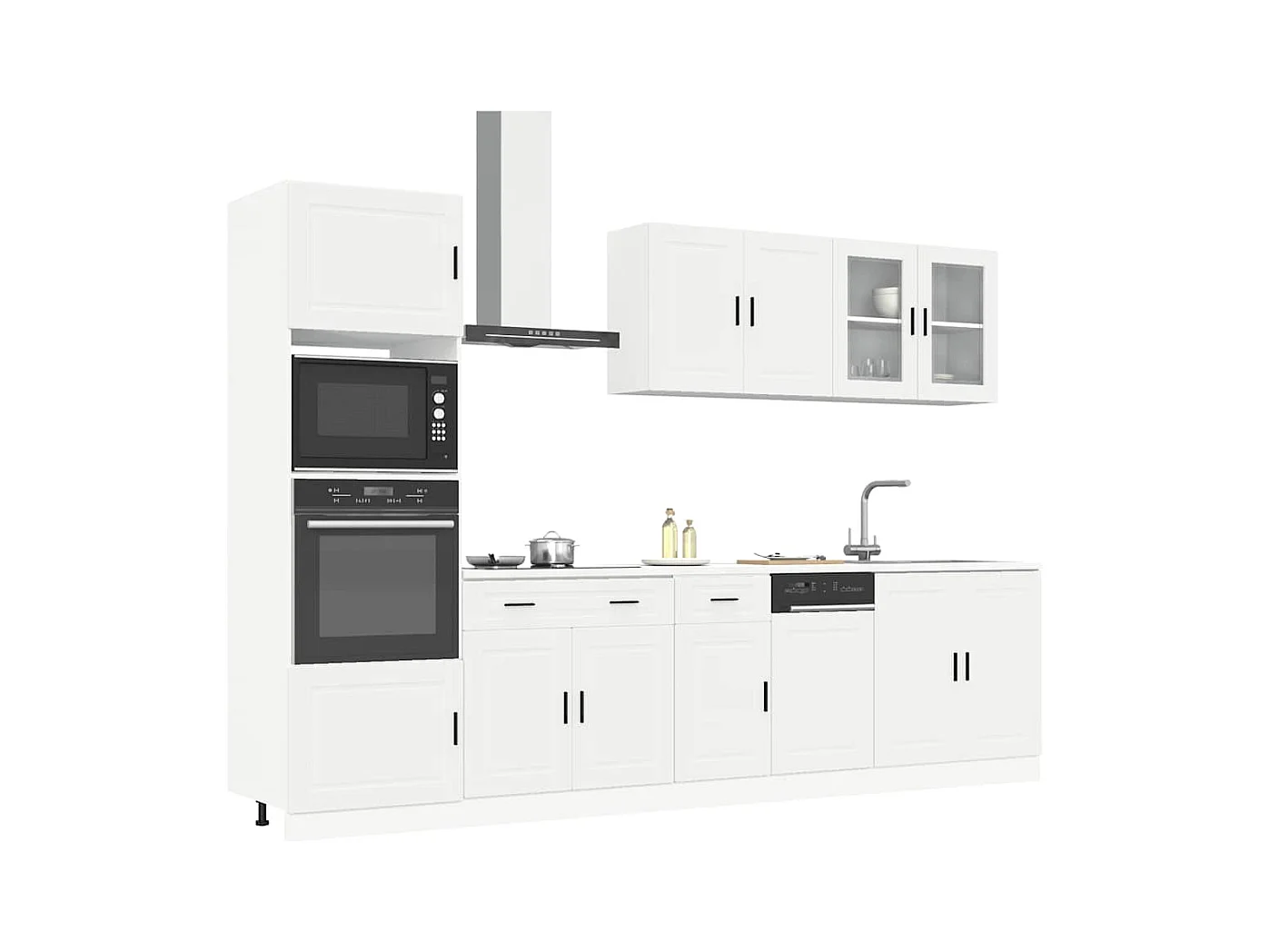 Ensemble de 7 meubles de cuisine "Porto" en bois d'ingénierie blanc